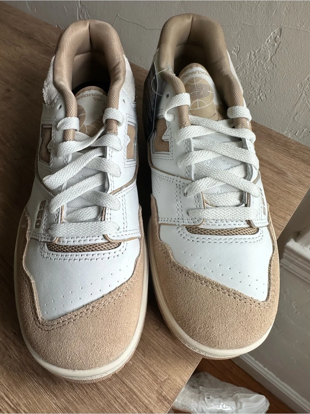 New Balance Men's 550 Low-Top Sneakers in White and Beige